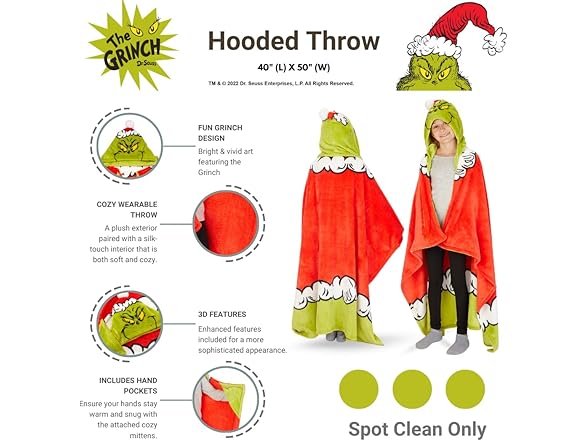 The Grinch Hooded Throw Blanket