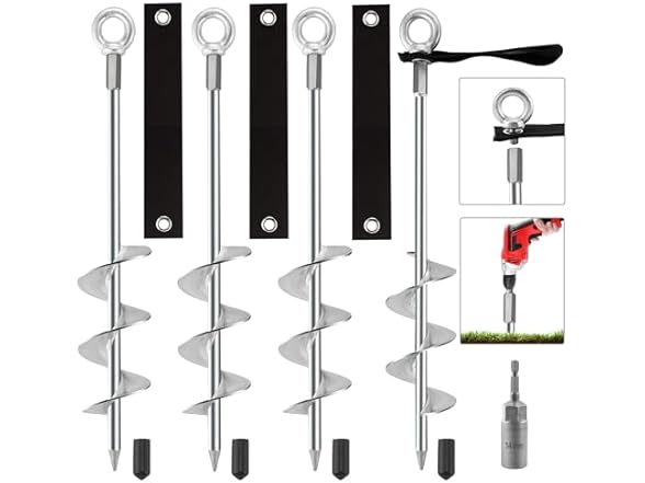 WateryWave 4Pcs Ground Anchors Screw