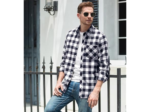 Betusline Men (M) Casual Button Down Long Tops