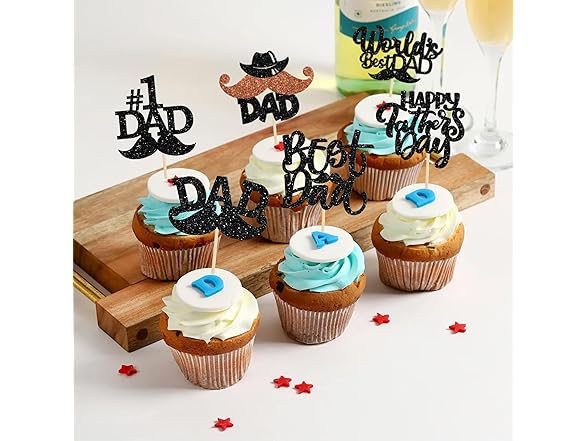 Gyufise 24Pcs Happy Father's Day Toppers