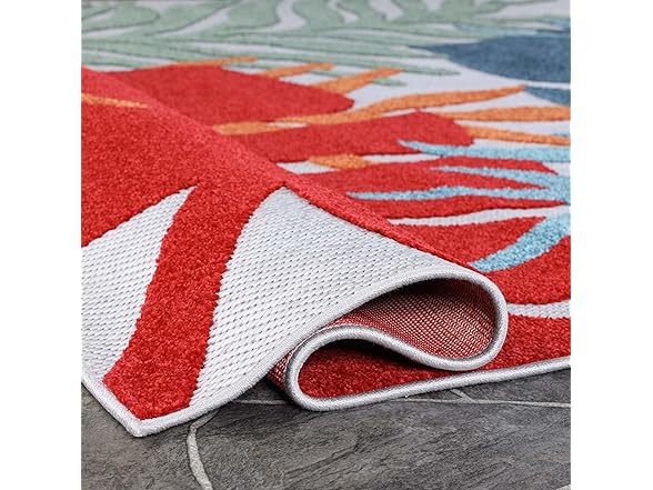 Superior Modern Tropical Leaves Coastal Indoor Outdoor Rug