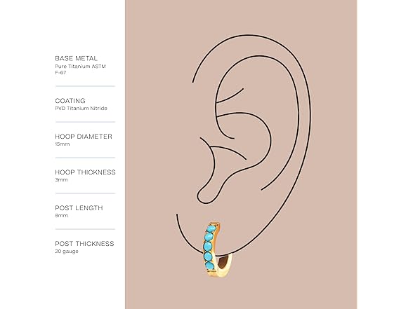 Tini Lux Titanium Turquoise Hoop Earrings