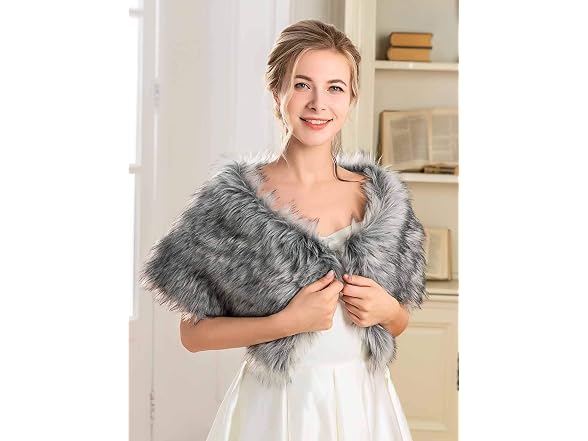 Zoestar Women (Free Size) Faux Fur Wedding Cape