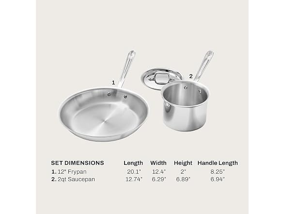 All-Clad D3 Stainless Steel Cookware Set, 3-Piece