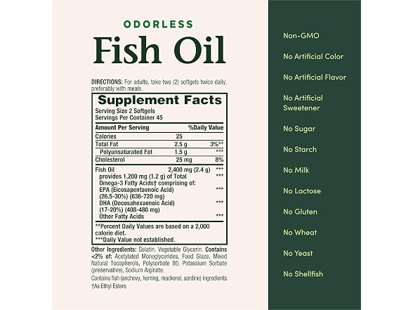 Natures Bounty Odorless Fish Oil 1200mg 90ct