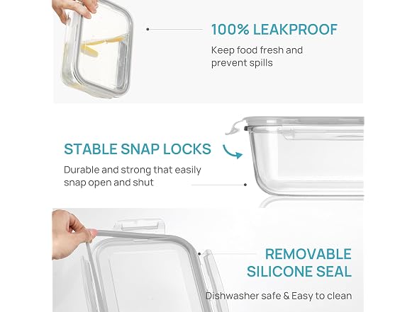 Vtopmart Grey 2 Pack 63oz Glass Containers W/ Lids