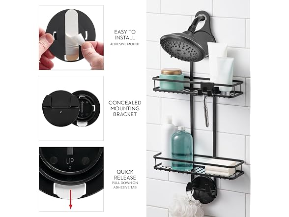 iDesign Hanging Shower Caddy, Matte Black