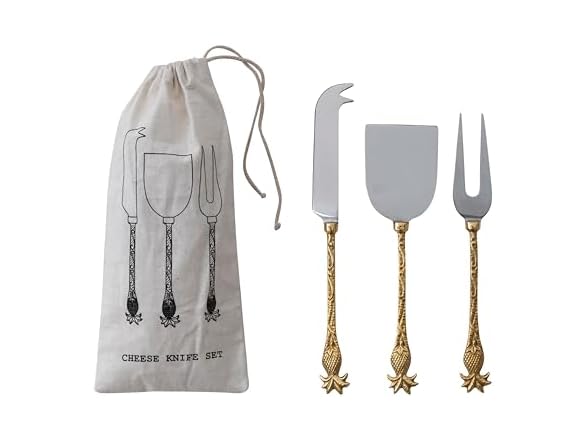 Creative Co-Op 3 pcs Stainless Steel Cheese Knives