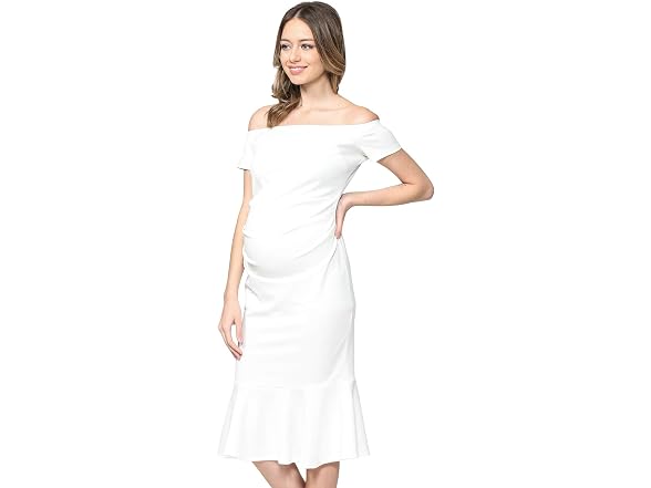 LaClef Women (S) Off Shoulder Maternity Midi Dress