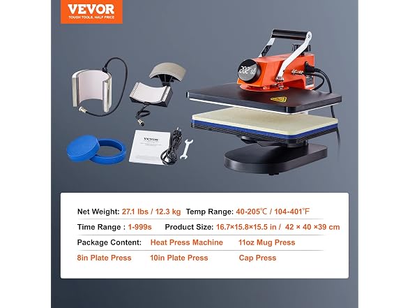 5-in-1 Heat Press Machine, 12" x 15" Fast