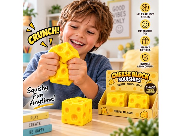 Cheese Block Crunch Squishy 2Pk