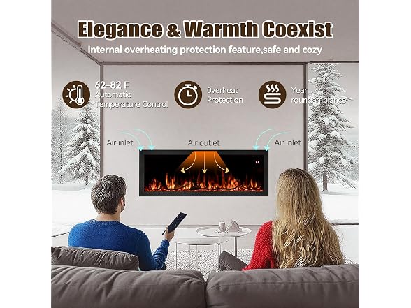 TUAN 60 in Smart WiFi Electric Fireplace