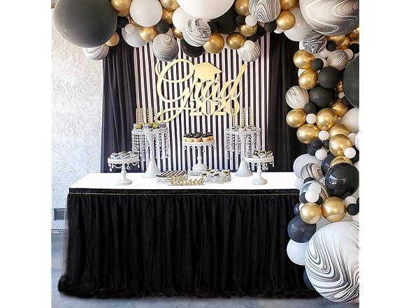QueenDream Black Tulle Tutu Table Skirts