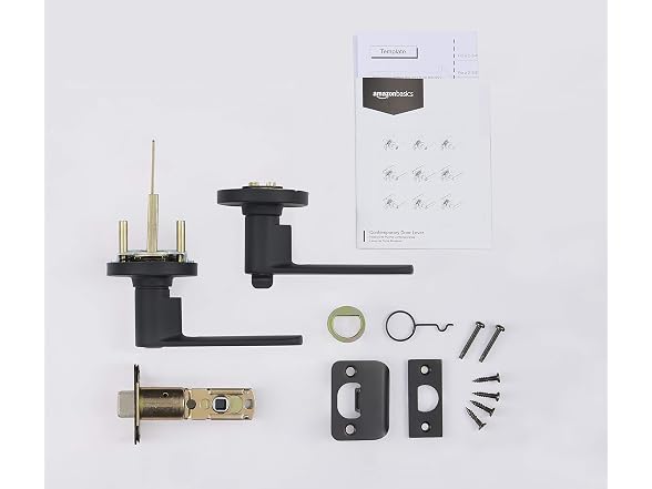 Amazon Basics Reno Door Lever with Lock Matte Black