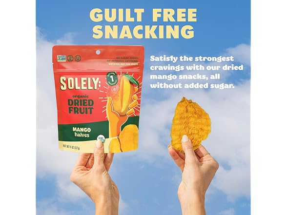 SOLELY - Organic Dried Mango Strips (5 oz,6 PK)