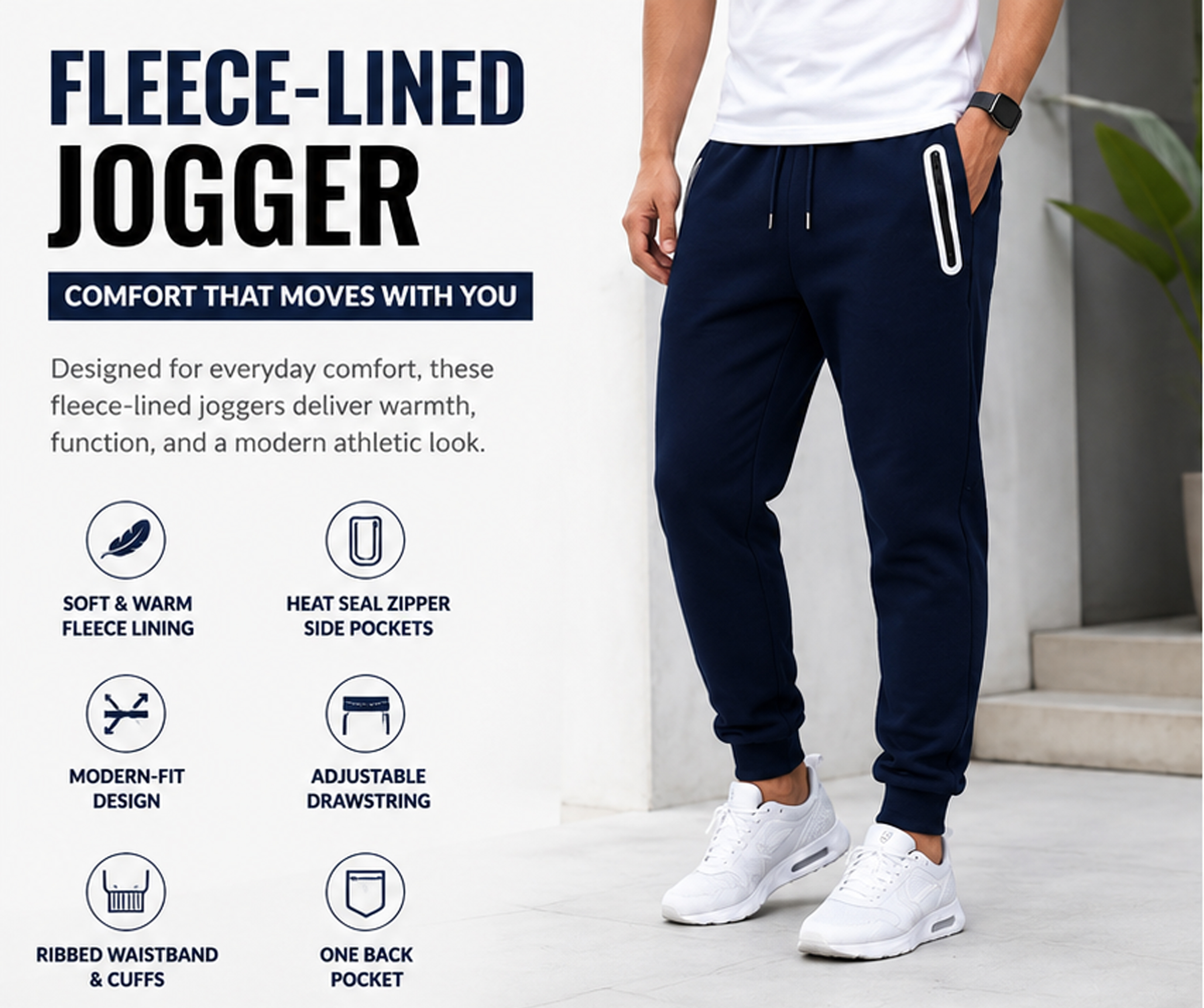 3Pk Mens Fleece Lined Jogger - Gallery 16