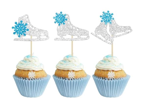 Gyufise 24Pcs Ice Skating Cupcake Topper