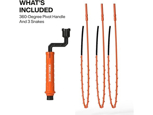 KLEIN TOOLS Drain Snake Auger Hair Clog Removal Tool, 3Pk