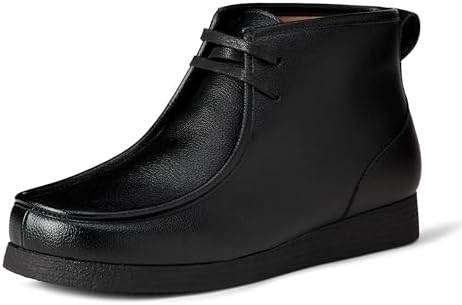 Amazon Essentials Men's Chukka Moc Toe Boots, Black Faux Leather, 10.5