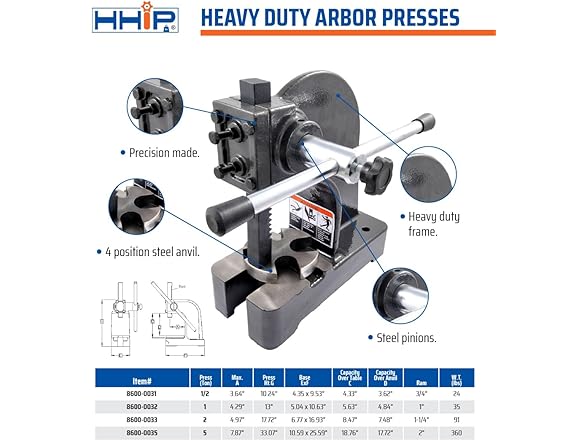 HHIP ABS Import 8600-0032 Heavy Duty Arbor Press