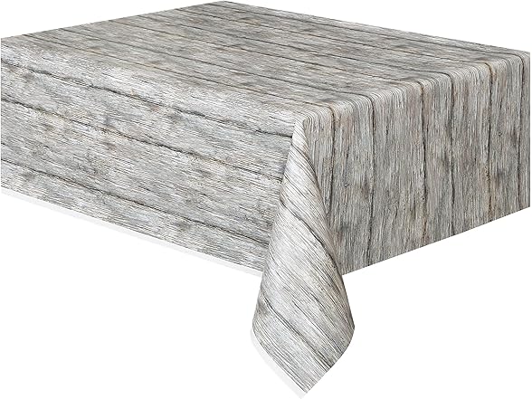 Gray Rustic Wood Plastic Table Cover