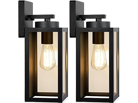 BesLowe Modern Black Exterior Wall Lanterns 2 Pack