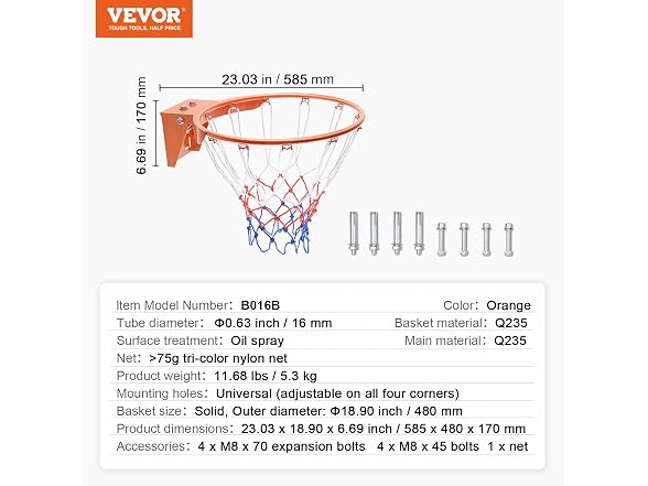 Basketball Rim, Wall Door Mounted Basketball