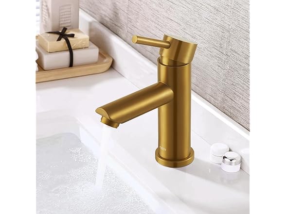 AMAZING FORCE Single Hole Bathroom Faucet, Brushed Gold
