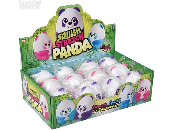 3.75 Inch Squish and Stretch Panda Toy – 12 Count