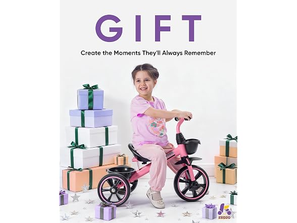 KRIDDO Toddler Tricycle, Tool-Free Trike, Pink