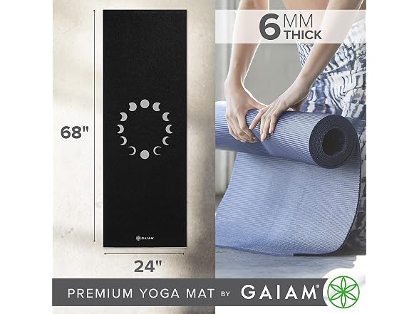 Gaiam Yoga Mat Premium Extra Thick, New Moon, 6mm