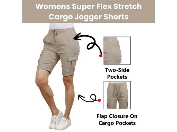 3Pk Womens Super Stretch Cargo Shorts
