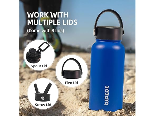 BJPKPK Insulated 40oz Water Bottles with Straw Lid