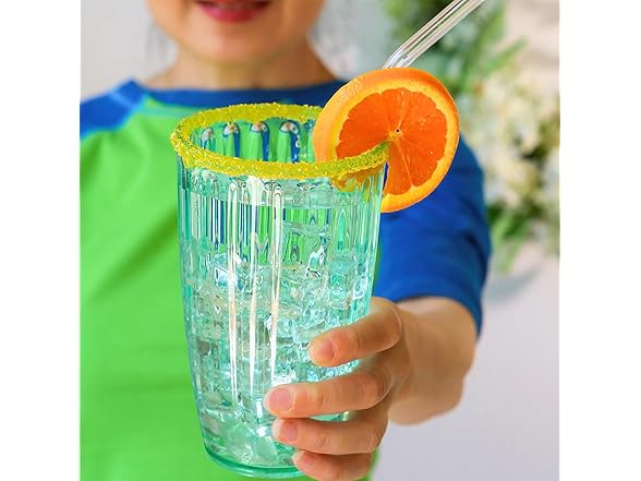 Kate Aspen Teal Fluted Plastic Drinking Glasses Set of 8