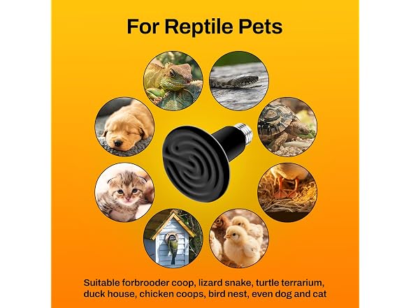 BN-LINK 150W Reptile Heat Lamp 2-Pack, Ceramic Heat Emitter