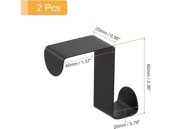 Athnevy Over The Door Hooks 2pk Black