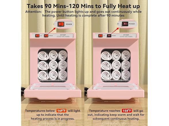 Pink Towel Warmer, 5L Thermostatic Towel Heater