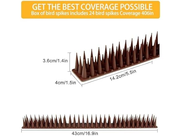 24Pack Bird Spikes - Total Length 408 inch