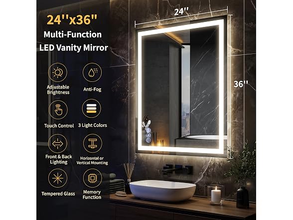 GLSLAND LED Bathroom Mirror