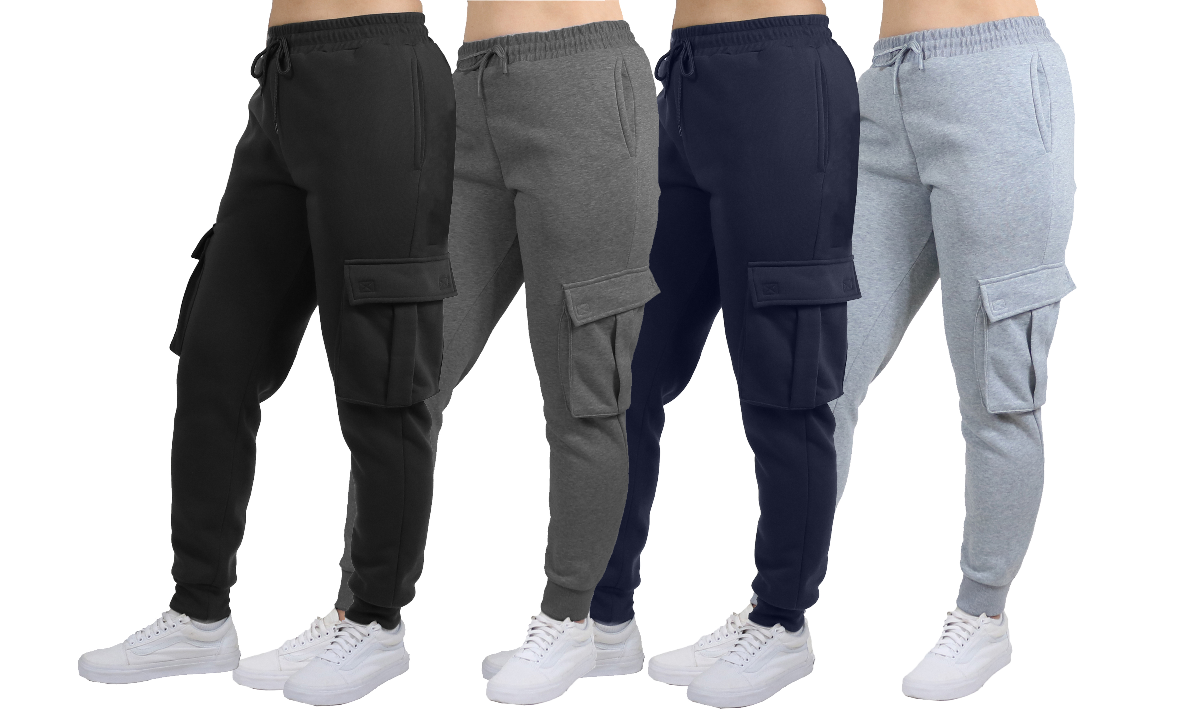 3Pk Womens Fleece Cargo Jogger Pants - Gallery 5
