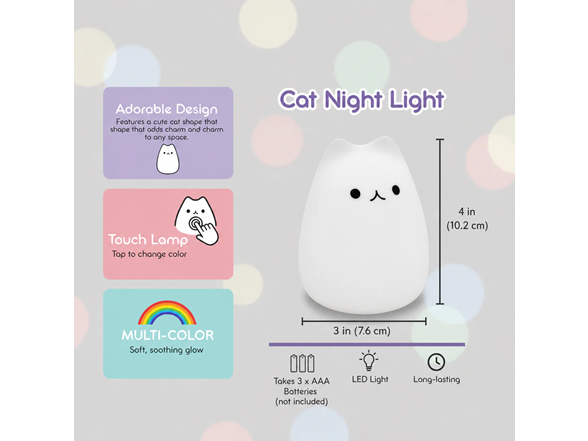 Soft Mushy Color Changing Cat Lamp Night Light