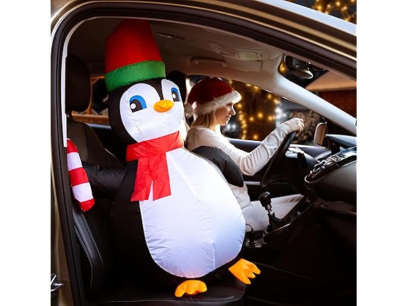 Zone Tech CR0006 Penguin Blow-Up Décor for Cars Black/W