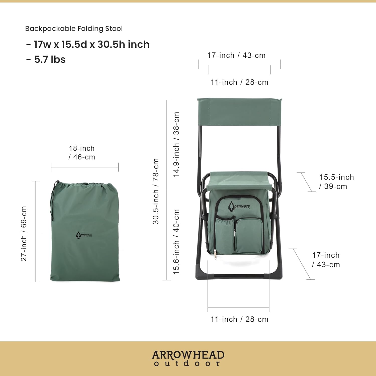ARROWHEAD OUTDOOR Backrest Stool w/ Cooler Bag - Gallery 27
