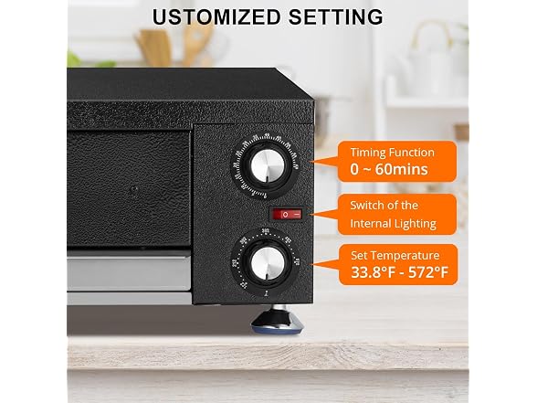 1100W Commercial Countertop Pizza Oven, 12 Inch 
