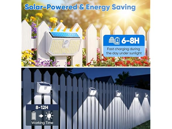 6-Pack Solar Lights Outdoor Motion Sensor, Solar Security Lights