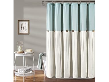 $10.99, Was $69.99, 84% Off! Lush Decor Linen Button Shower Curtain dealfomo