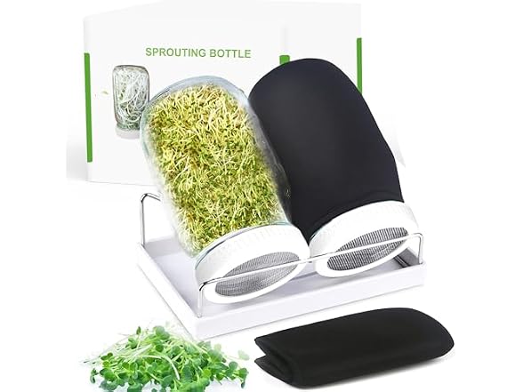 Kitmiido Seed Sprouting Jar Kit 2x32oz