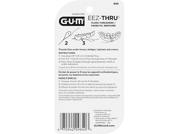 (3-Pack) GUM EEZ-Thru Floss Threaders