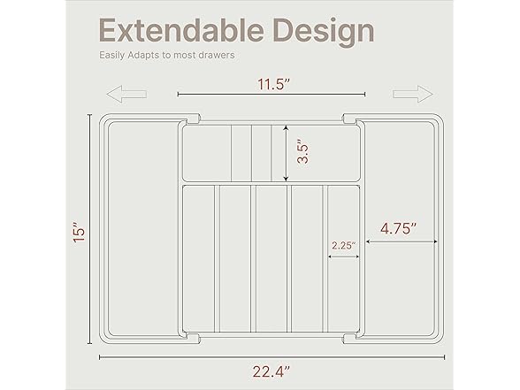 Gray Expandable Utensil Drawer Organizer