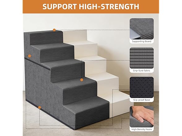 NAPWAYS Dog Stairs for Small Dogs, 22.5" H, 5 Step